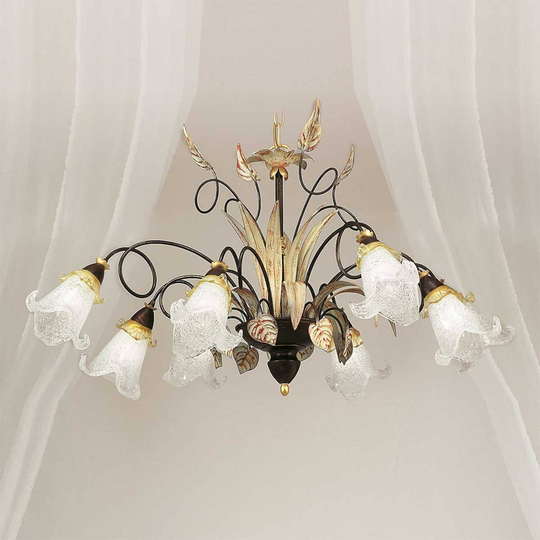 Floral taklampa Giuseppe med 8 ljuskällor