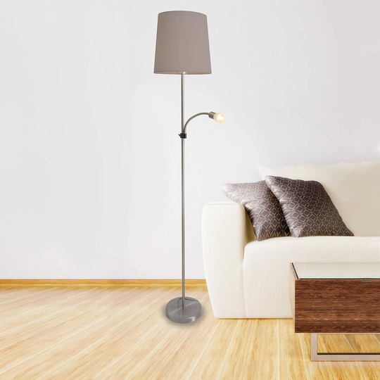 Textilgolvlampa Lara med LED-läslampa