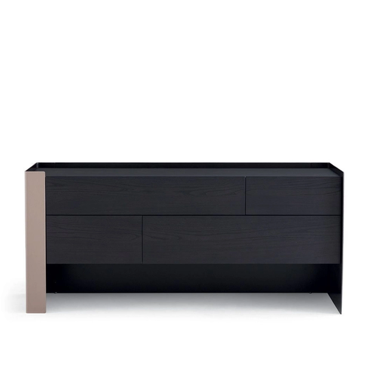 Chloe Chest Of Drawer, Inner Structure Glossy Nickel, Outside Caffé