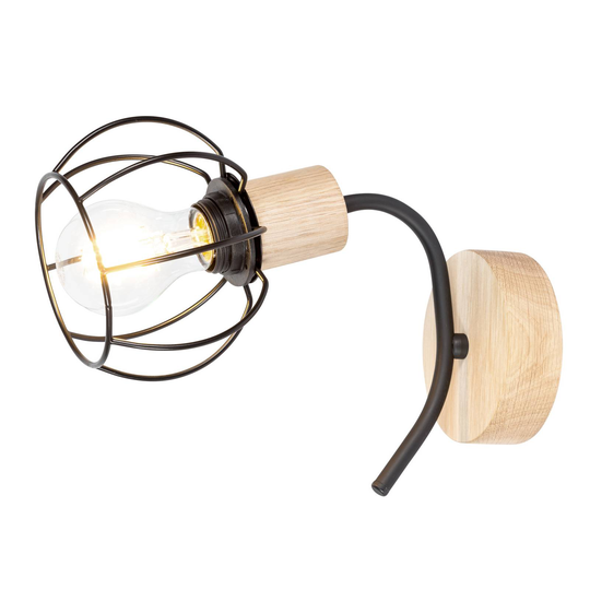 Envolight Ylva vägglampa ek/svart 1 lampa