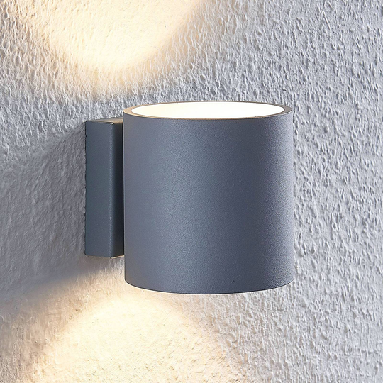 Lindby Mirza vägglampa av aluminium, rund, grå