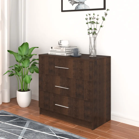 Byrå spånskiva 71x35x68 cm rökfärgad ek