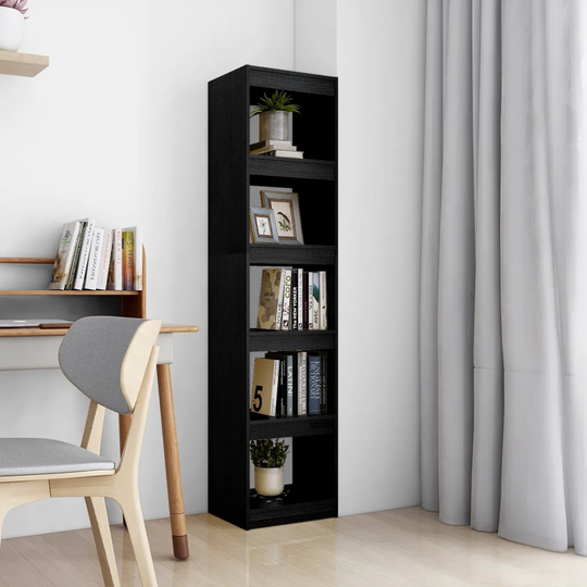 Bokhylla/rumsavdelare svart 40x30x167,5 cm massiv furu