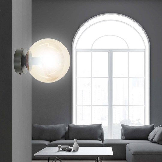 Vägglampa Glassy 1 lampa svart, glas bärnsten
