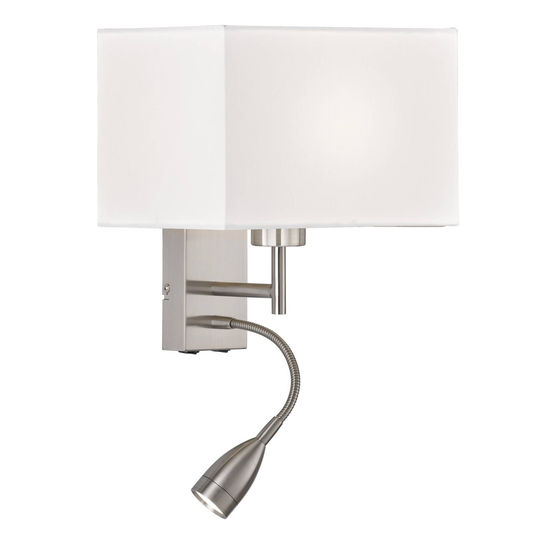 Vägglampa Dream med LED-läslampa, vit/nickel