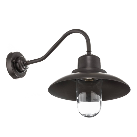 Utomhusvägglampa Patio, mässing bronserad, böjd
