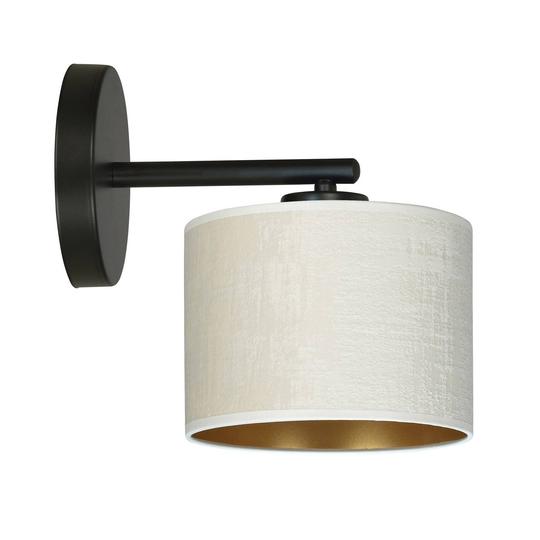 Vägglampa Jari, tygskärm, vit guld