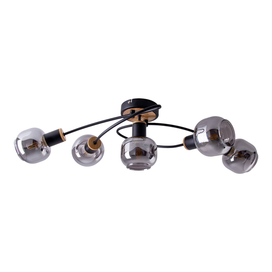 Taklampa Fumoso, 5 lampor, svart