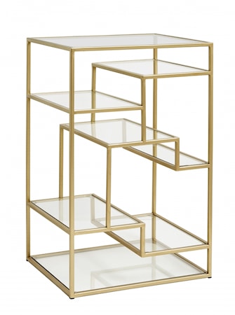 Bokhylla Glashyllor Guld 71X46Cm