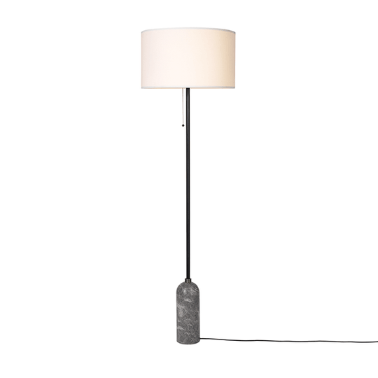 GUBI Gravity Golvlampa Grå Marmor och Vit Skärm Stor