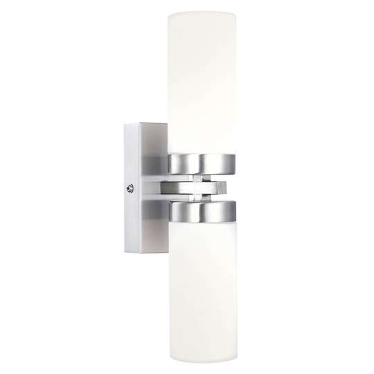Vägglampa Space, nickel, 2 lampor, IP44