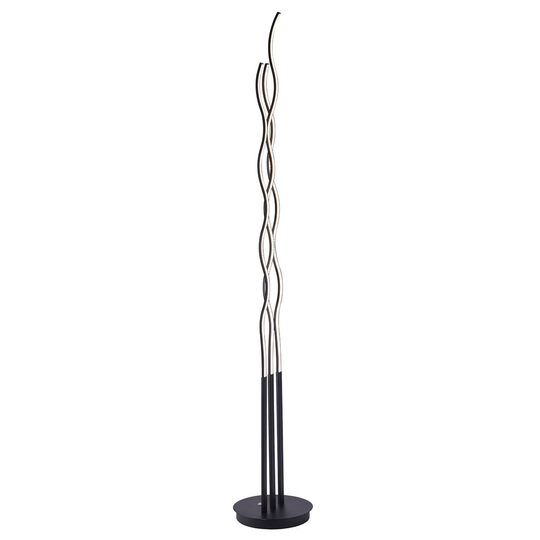 LED-golvlampa Wave, fjärrkontroll, 3 lampor, svart