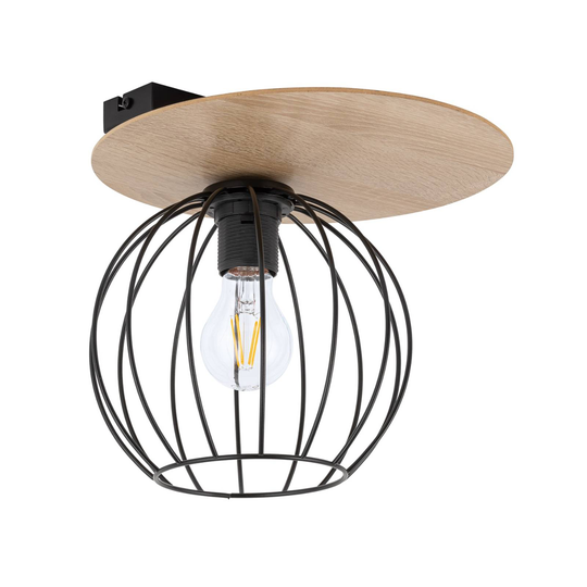 Taklampa Malin, träbländare rund, 1 lampa