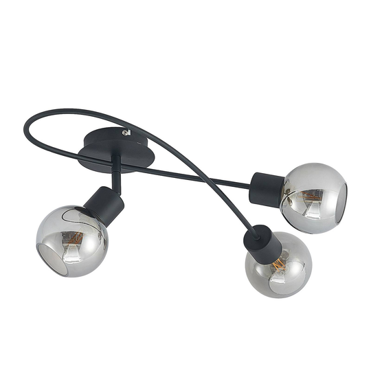 Lindby LED-taklampa Elaina 3 lampor lång svart rök