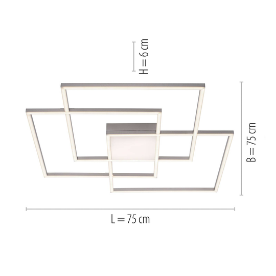 LED-taklampa Asmin, CCT, tre kvadrater