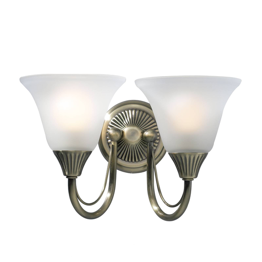 Vägglampa Boston i antik mässing, 2 lampor