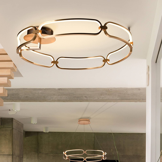 LED-taklampa Colette, 6 lampor, roséguld