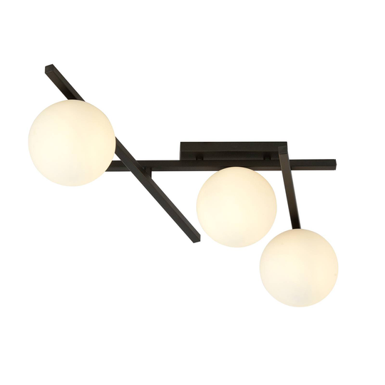 Taklampa Smart, svart/opal, 3 lampor
