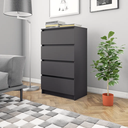 Byrå grå 60x35x98,5 cm konstruerat trä