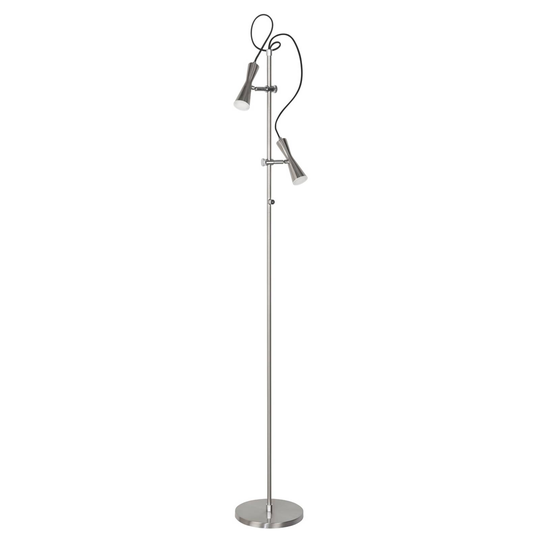 Cool LED-golvlampa Move, 2 lampor, nickel