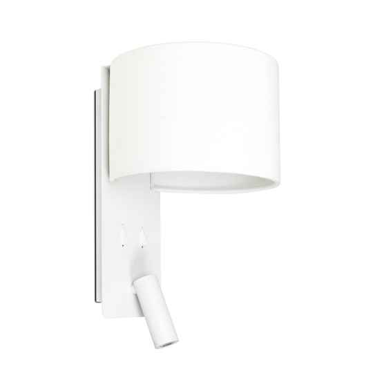 Vägglampa Fold med LED-läslampa, vit