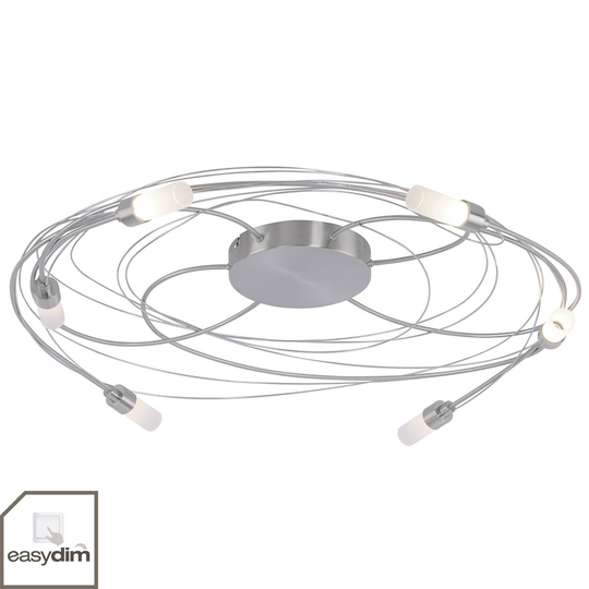 Taklampa Nelia med LED 6 lampor Ø 60 cm stål