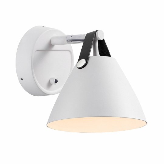 Vägglampa Strap med läderremmar, vit