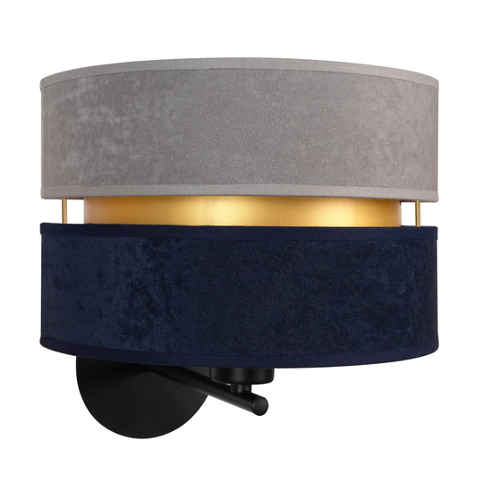 Vägglampa Duo, marinblå/grå/guld, Ø25 cm