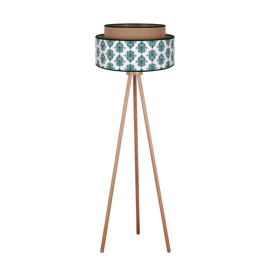Golvlampa Hampton Boho grön ornament/jute