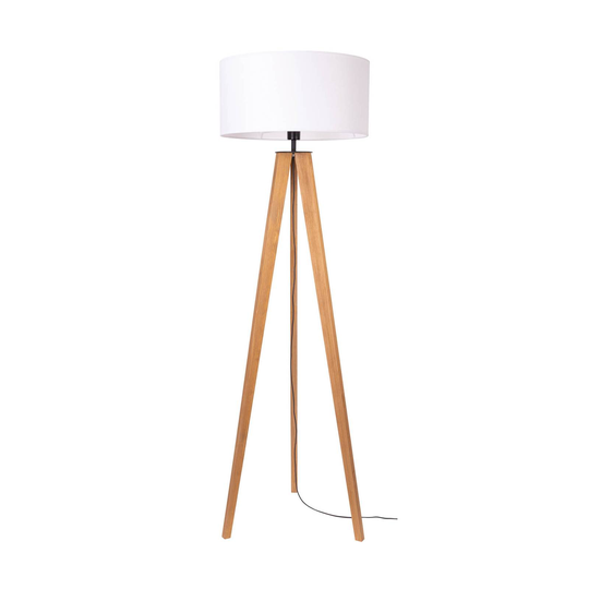 Golvlampa Maira, trebent, tall betsad, vit