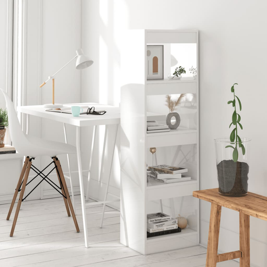vidaXL Bokhylla/rumsavdelare vit högglans 40x30x135 cm