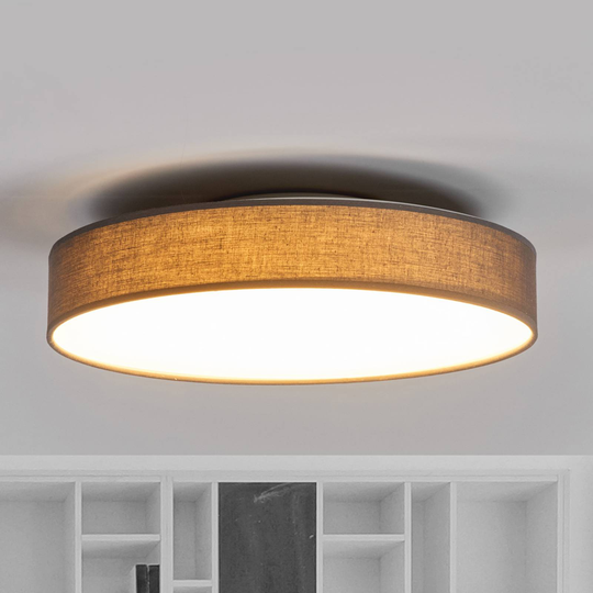 LED-taklampa Saira i textil, 40 cm, grå