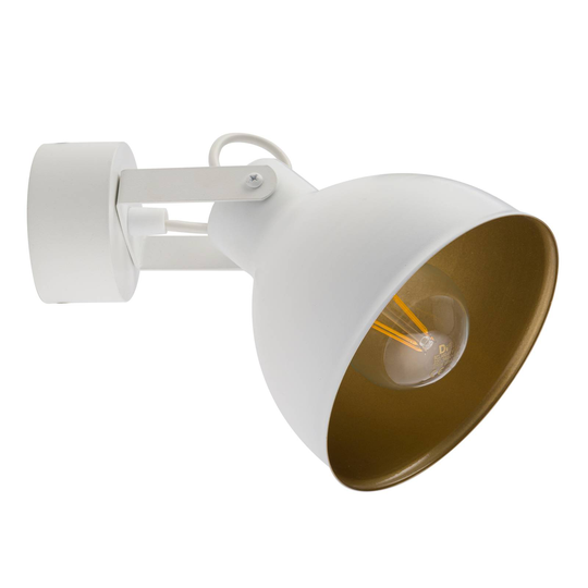 Vägglampa Trial, skärm vridbar, vit/guld