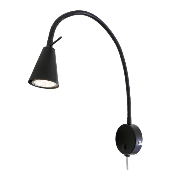 LED-vägglampa 2028 med väggelement, svart