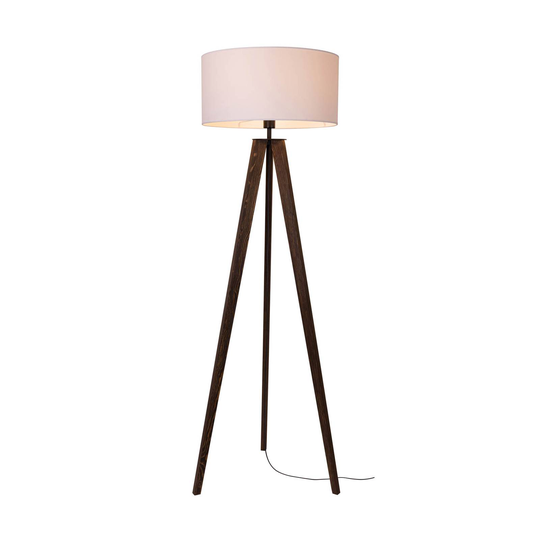 Golvlampa Maira, trebent, nötträd, vit