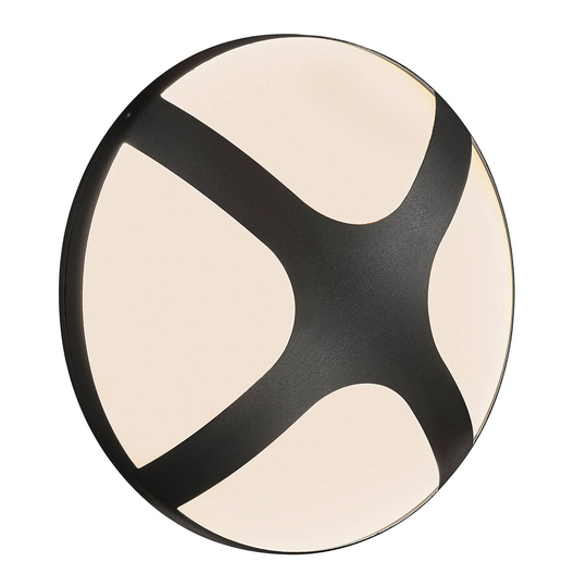 Utomhusvägglampa Cross svart, Ø 26 cm