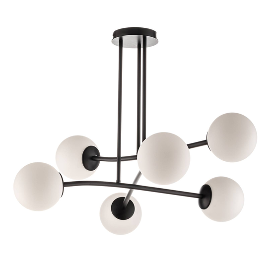 Taklampa Major, svart, 6 lampor