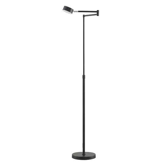 Lindby Kaylou LED-golvlampa, justerbar, svart
