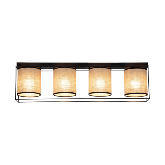 Taklampa Tubo, textilskärm, beige, 4 lampa