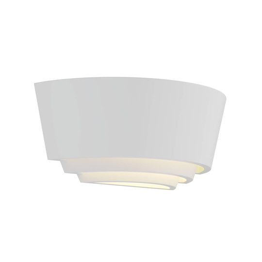 Gips-vägglampa Azriel, vit, halvrund, 3-stegs