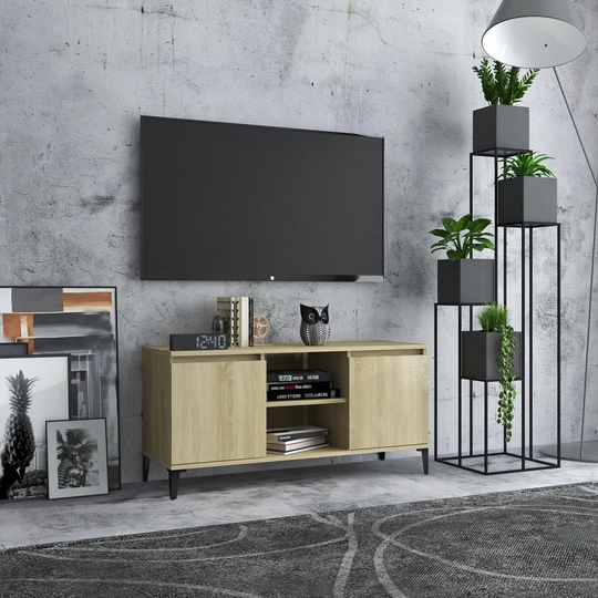 TV-bänk med metallben sonoma-ek 103,5x35x50 cm