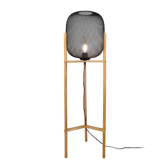 Golvlampa Calimero med trebent trästativ