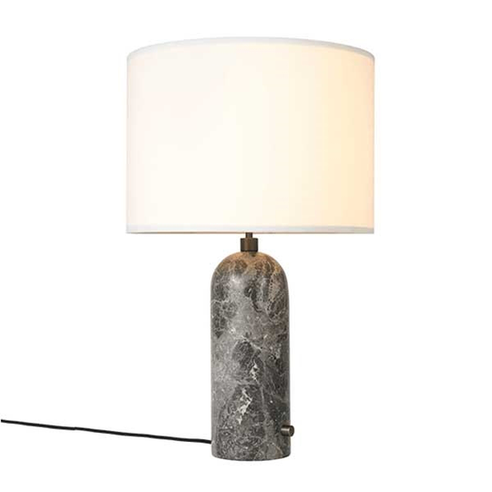 GUBI Gravity Bordslampa Grå Marmor och Vit Skärm Stor
