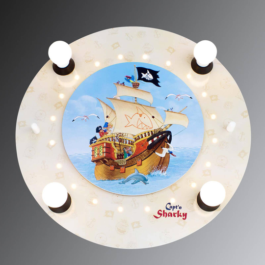Vägglampa Capt'n Sharky med LED-ljuseffekter