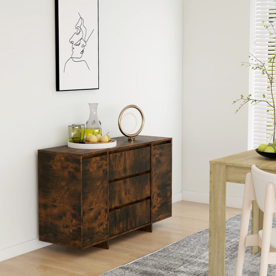 vidaXL Byrå 3 lådor rökfärgad ek 120x41x75 cm konstruerat trä