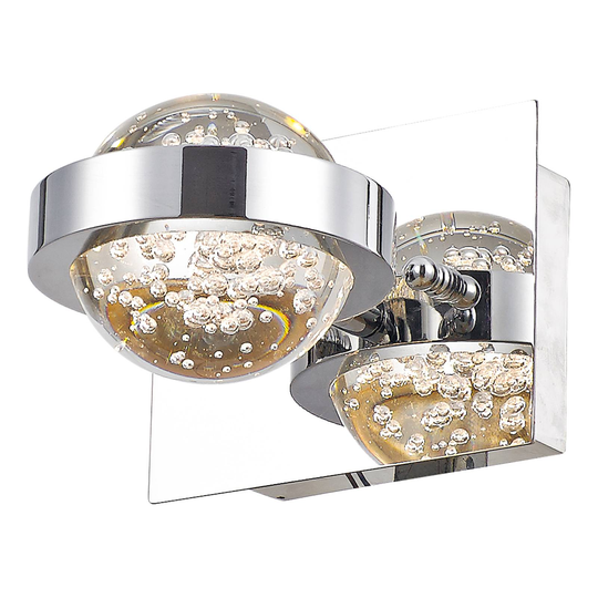 LED-vägglampa Livia i krom med bubbelglas