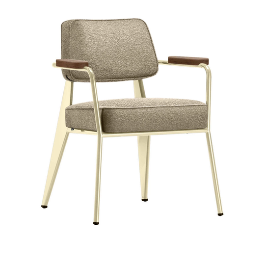 Fauteuil Direction, Walnut, Base EcruFabric Cat. F100 Nubia Col. 04 Ba