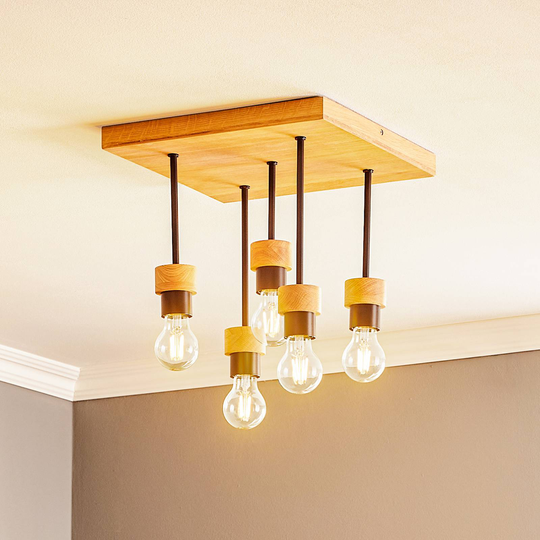 Taklampa Millume ekträ kvadrat 5 lampor