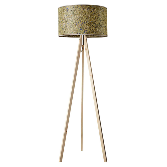 LeuchtNatur Ligno golvlampa cembra, hö/kornblomma
