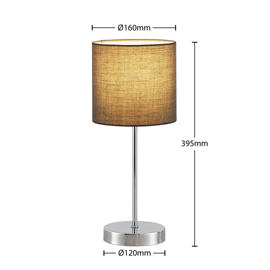 Lindby Leokadia bordslampa, krom grå